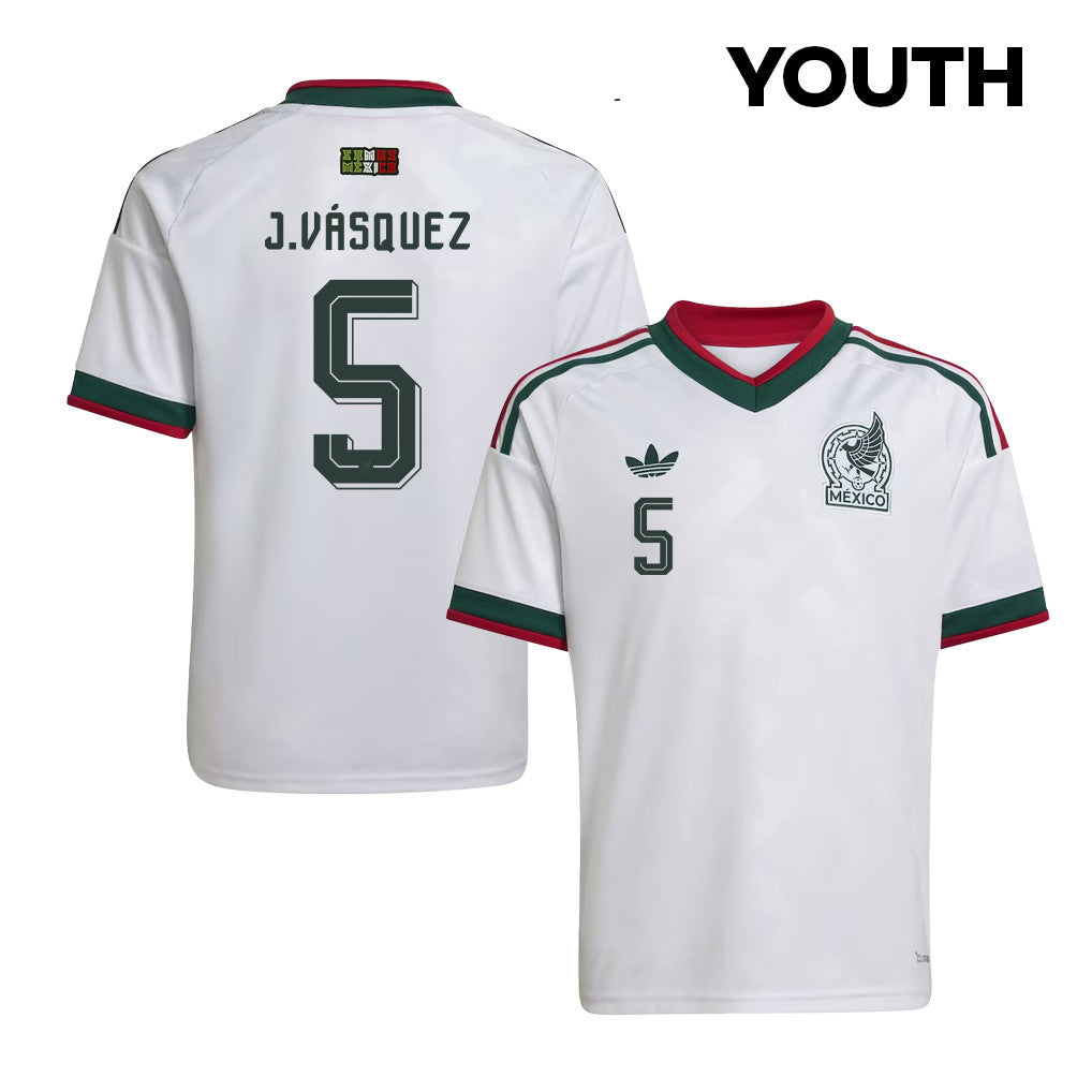 Johan Vásquez 5 Youth Mexico National Team 2026 Away Jersey - White