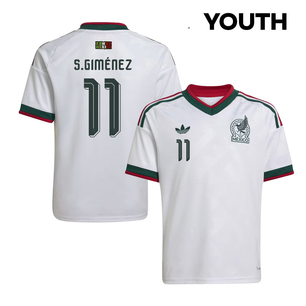 Santiago Giménez 11 Youth Mexico National Team 2026 Away Jersey - White