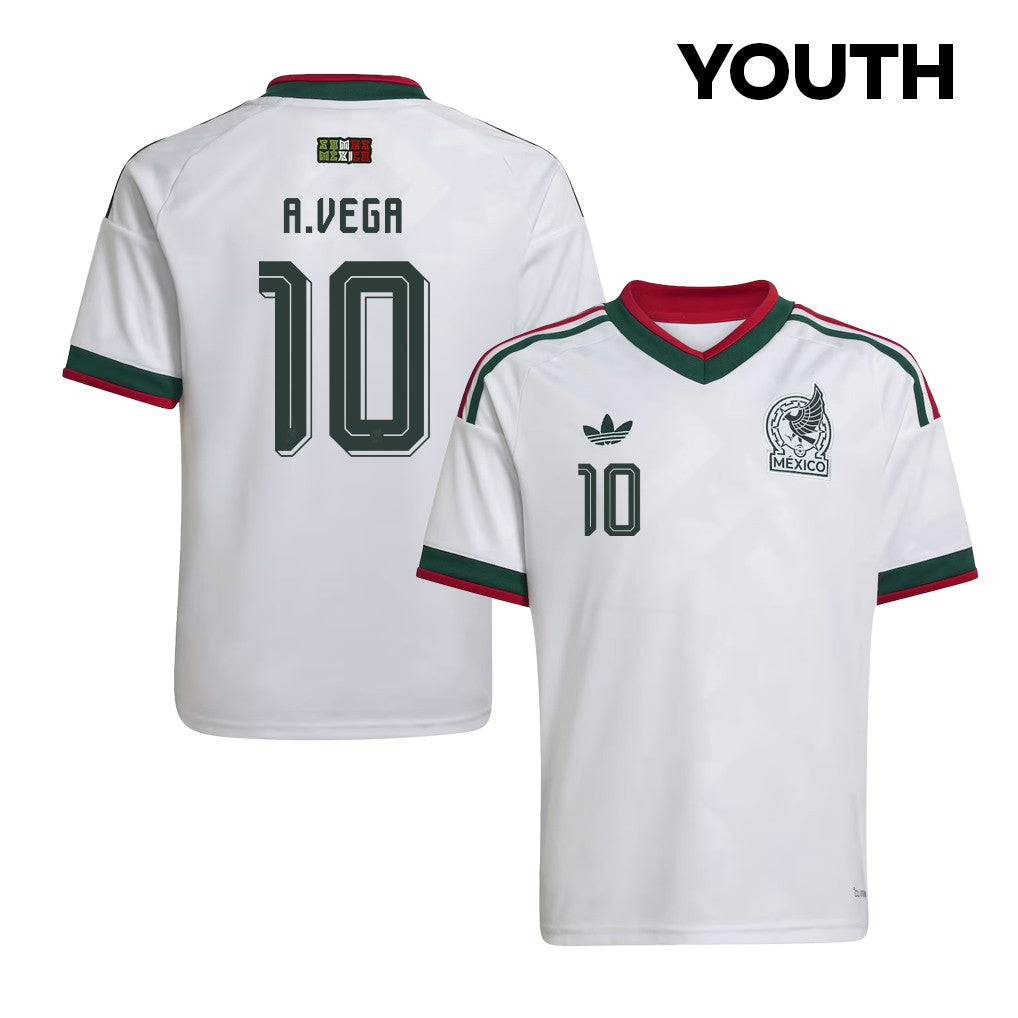 Alexis Vega 10 Youth Mexico National Team 2026 Away Jersey - White