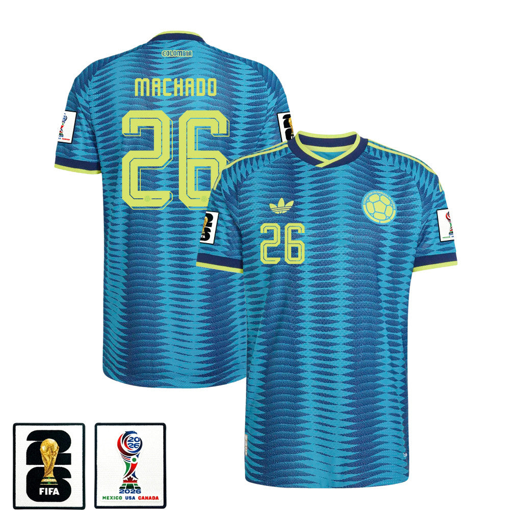 Deiver Machado 26 Colombia National Team 2026 x World Cup Patch Away Jersey - Turquoise, Men