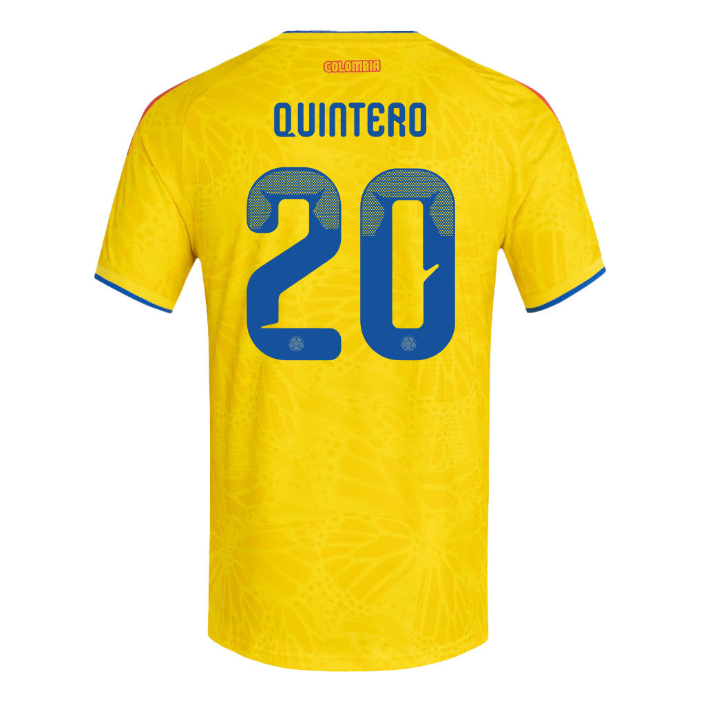 Juan Fernando Quintero 20 Colombia National Team 2026 x World Cup Patch Home Jersey - Yellow, Men