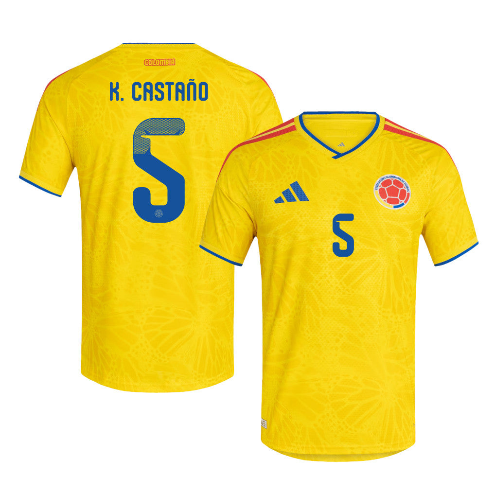 Kevin Castaño 5 Colombia National Team 2026 Home Jersey - Yellow, Men