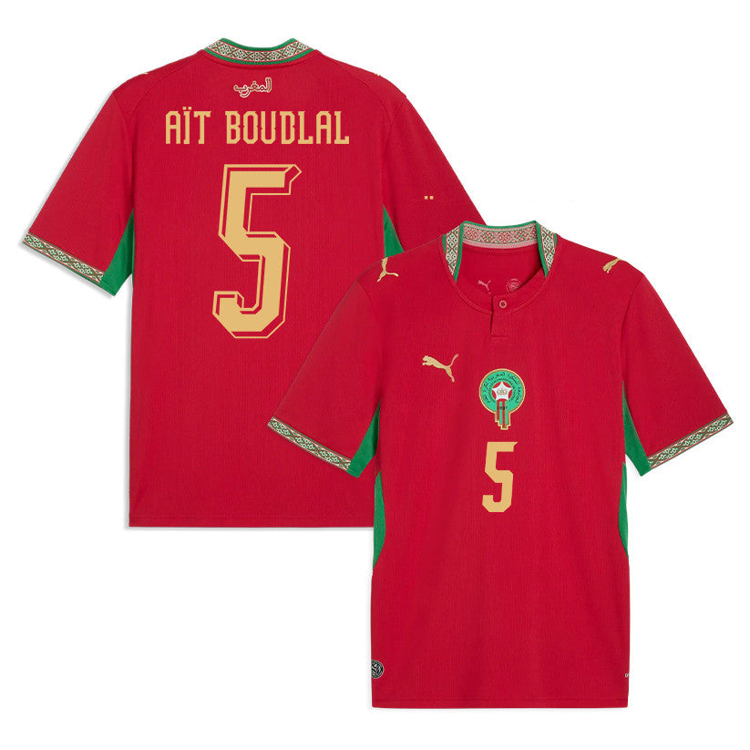 Abdelhamid Aït Boudlal 5 Morocco National Team 2026 Home Jersey - Red, Men