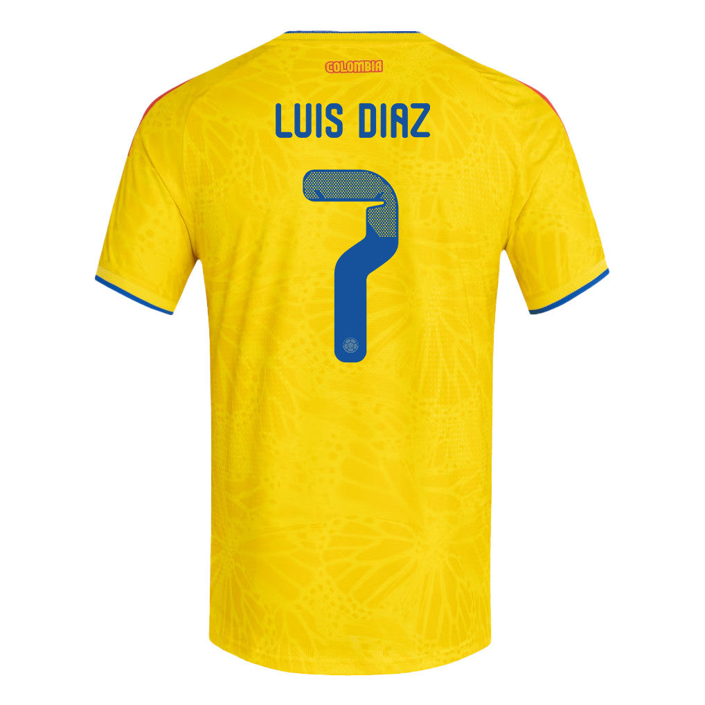 Luis Diaz 7 Colombia National Team 2026 Home Jersey - Yellow, Men