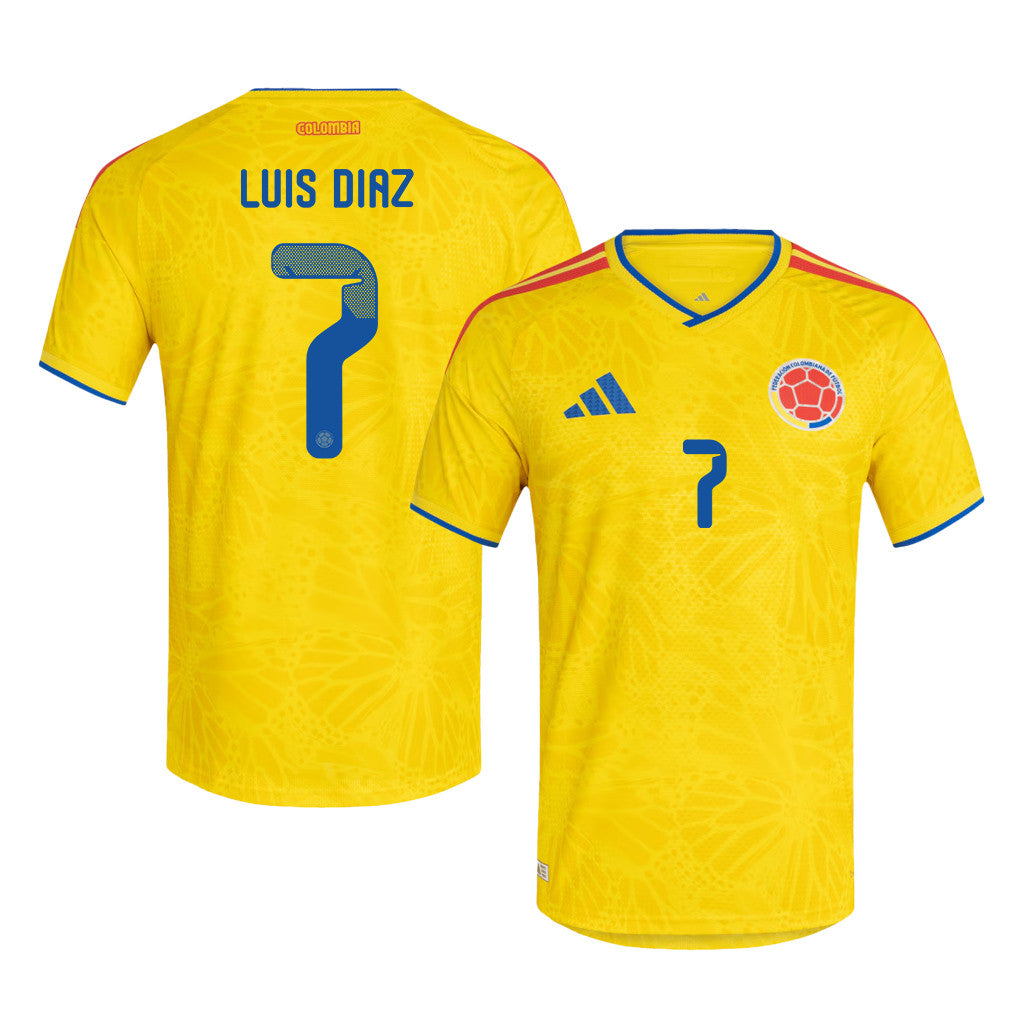 Luis Diaz 7 Colombia National Team 2026 Home Jersey - Yellow, Men