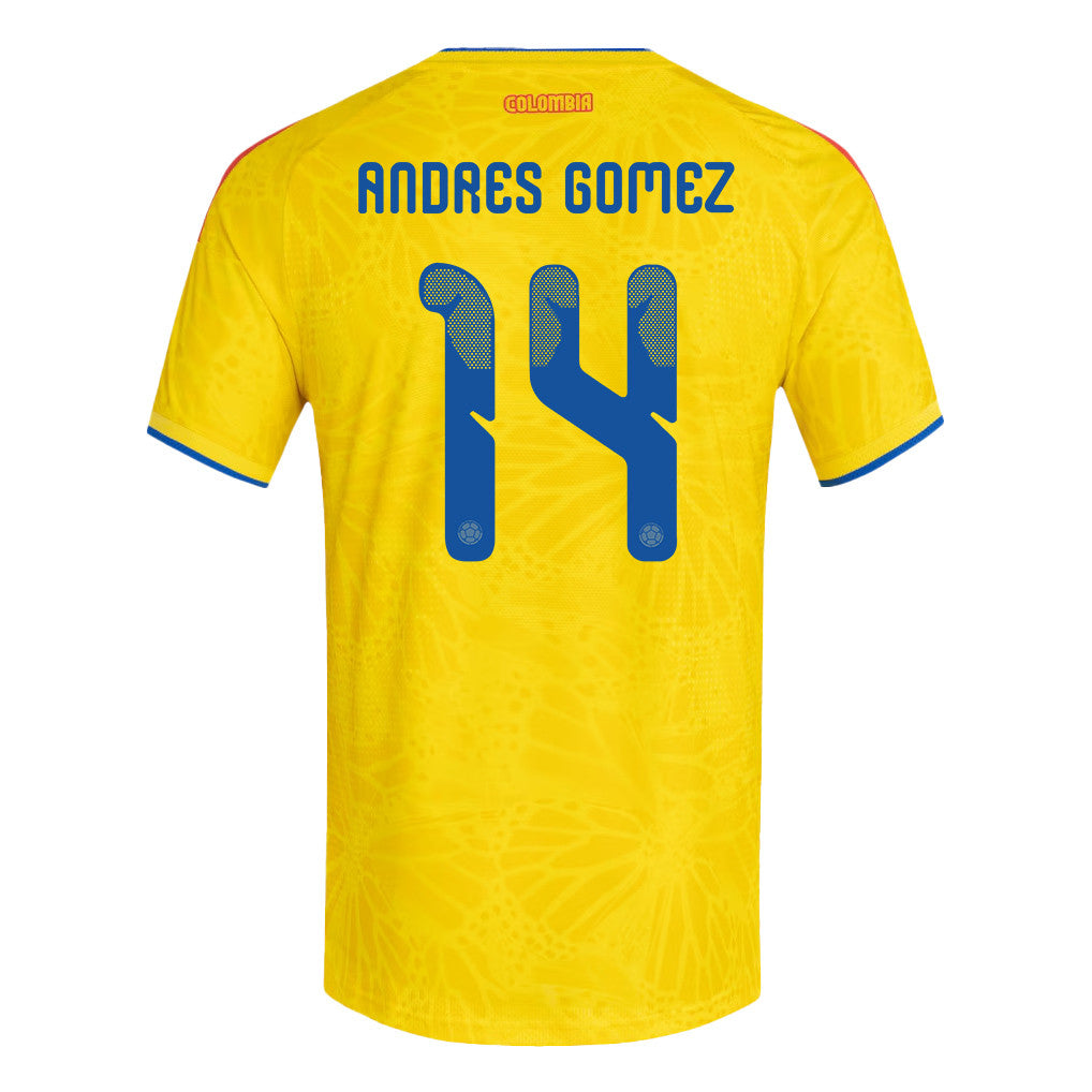 Andres Gomez 14 Colombia National Team 2026 Home Jersey - Yellow, Men