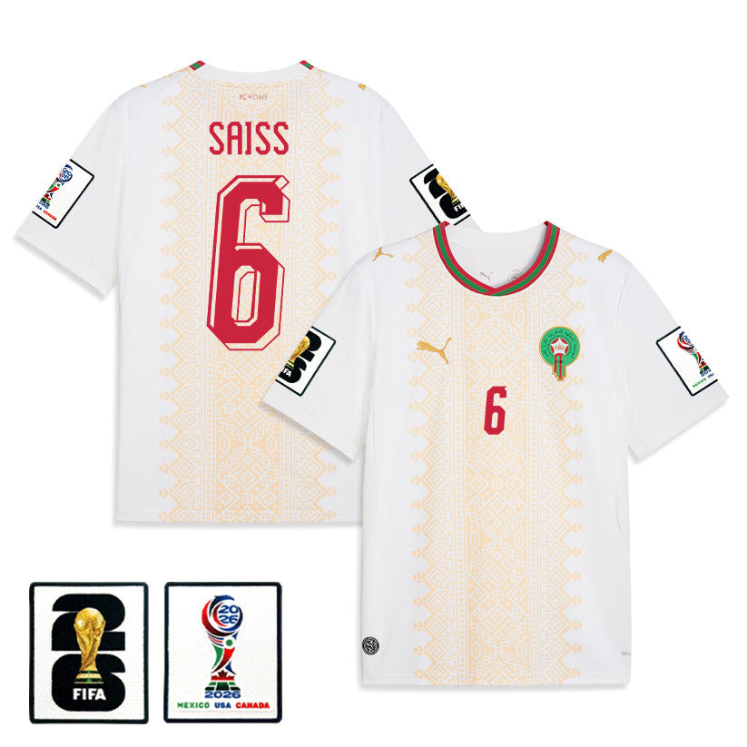 Romain Saïss 6 Morocco National Team 2026 Away Jersey - White, Men