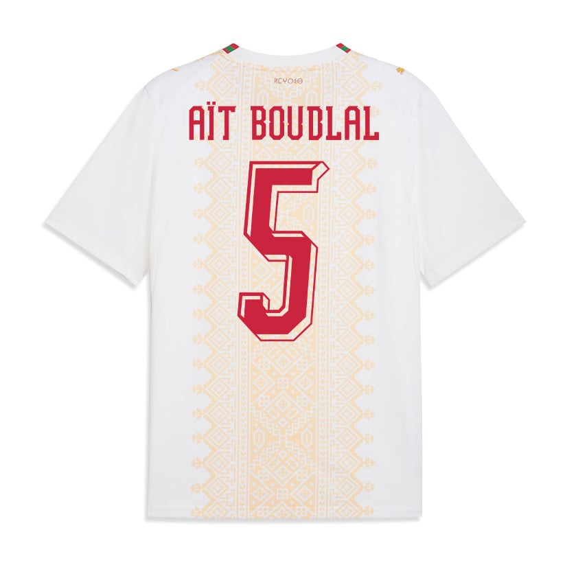 Abdelhamid Aït Boudlal 5 Morocco National Team 2026 Away Jersey - White, Men