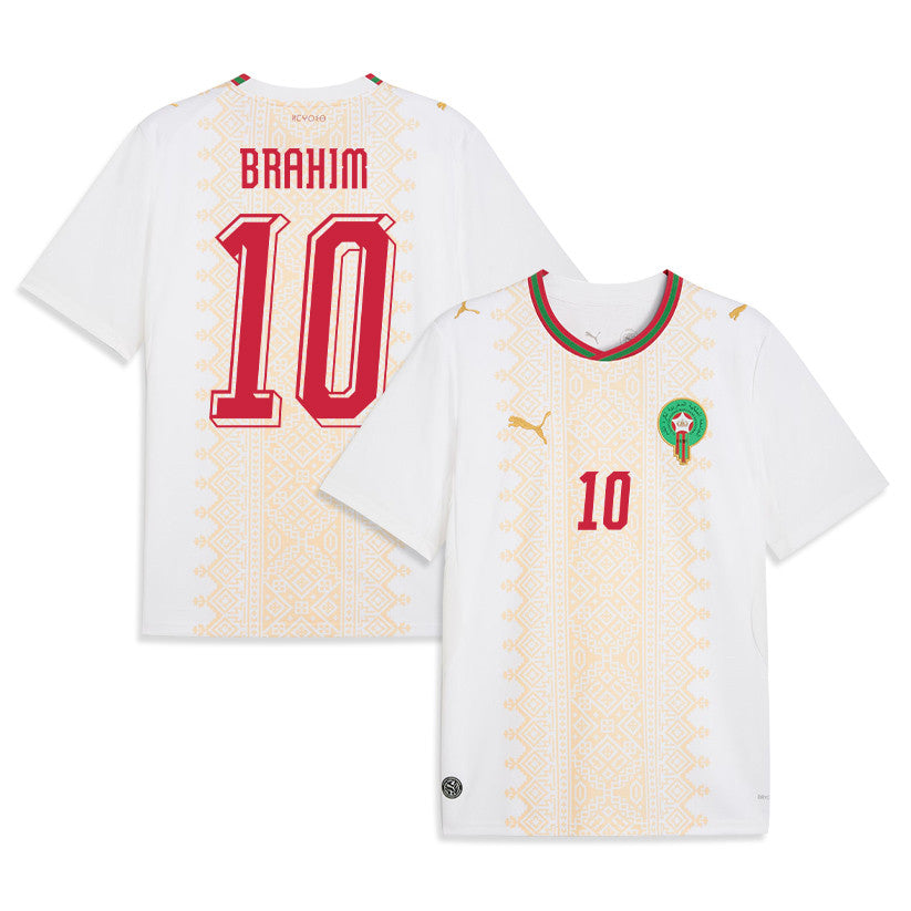 Brahim Díaz 10 Morocco National Team 2026 Away Jersey - White, Men
