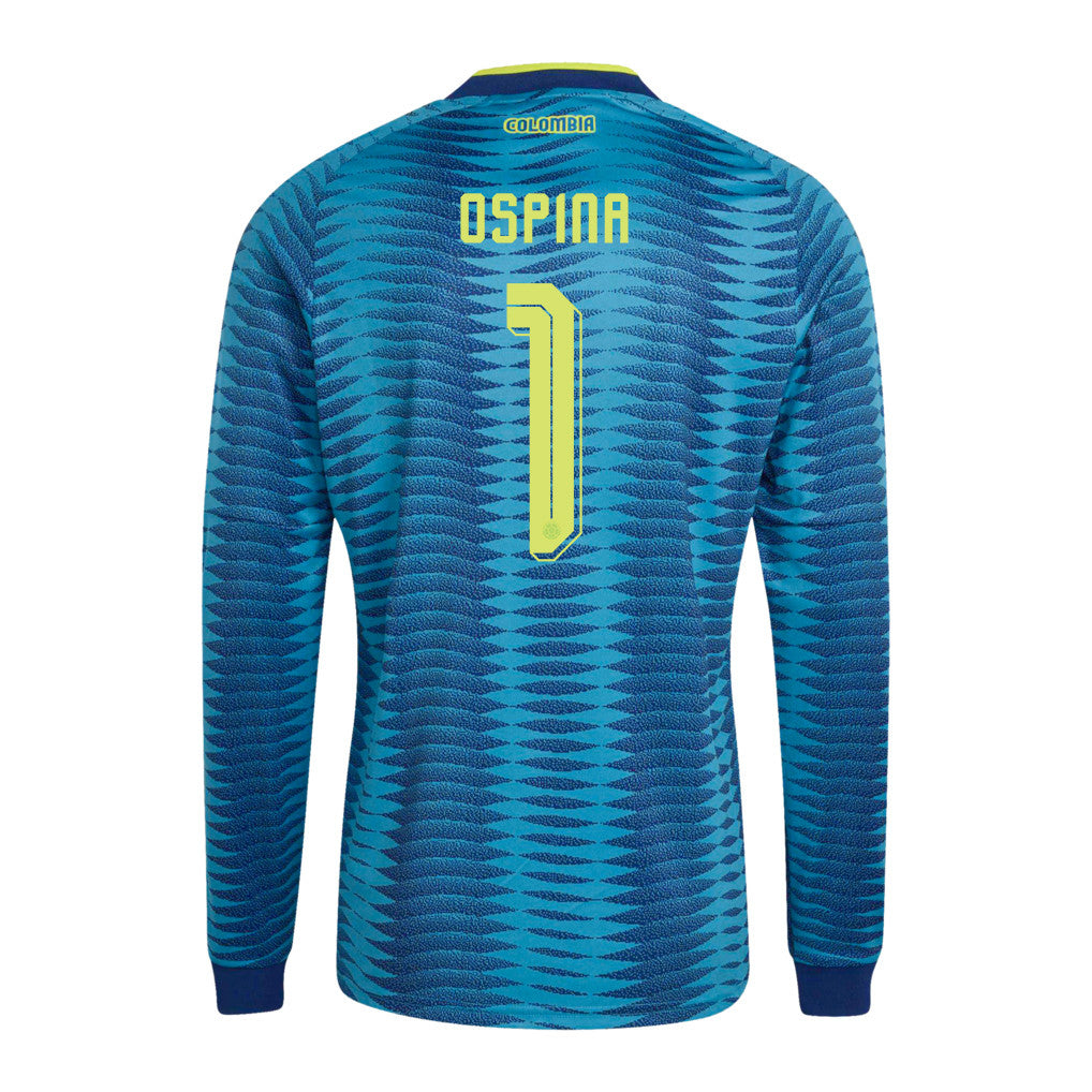 David Ospina 1 Colombia National Team 2026 Away Long Sleeve Jersey - Turquoise