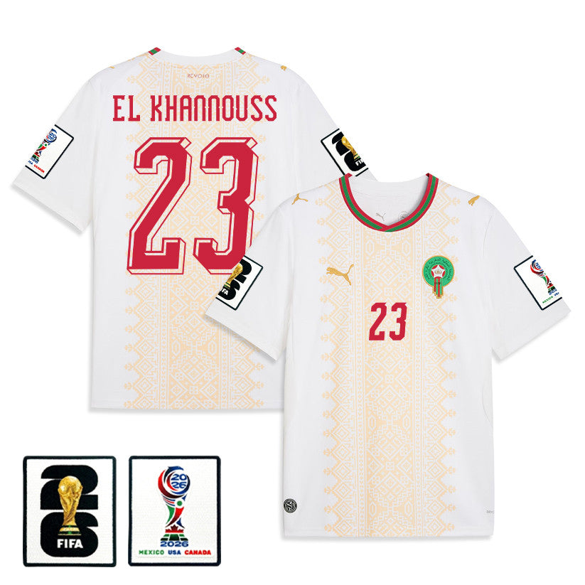 Bilal El Khannouss 23 Morocco National Team 2026 Away Jersey - White, Men