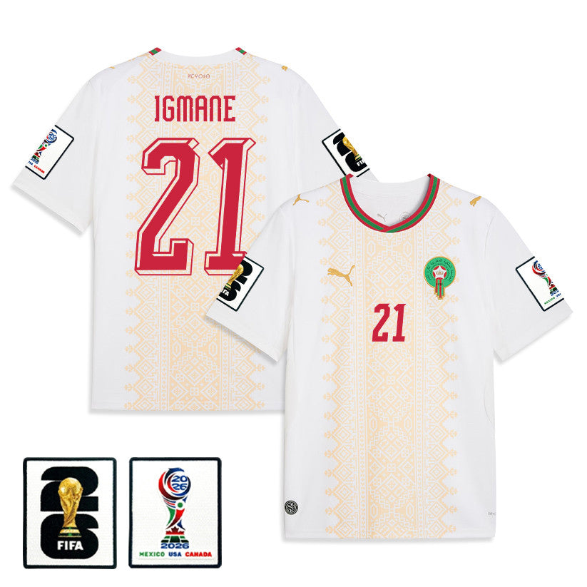 Hamza Igmane 21 Morocco National Team 2026 Away Jersey - White, Men