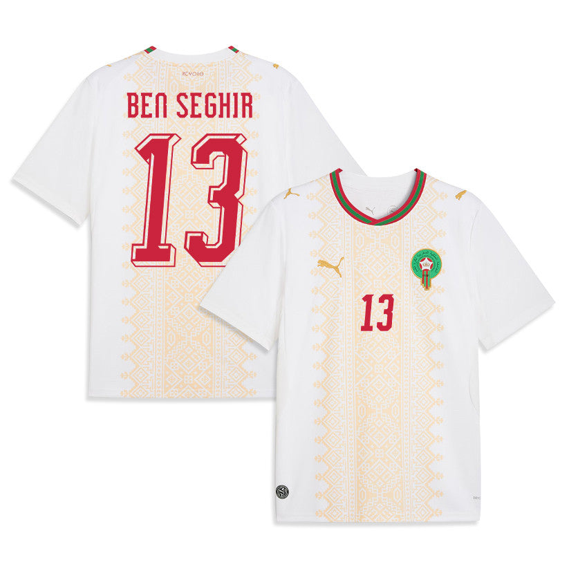 Eliesse Ben Seghir 13 Morocco National Team 2026 Away Jersey - White, Men