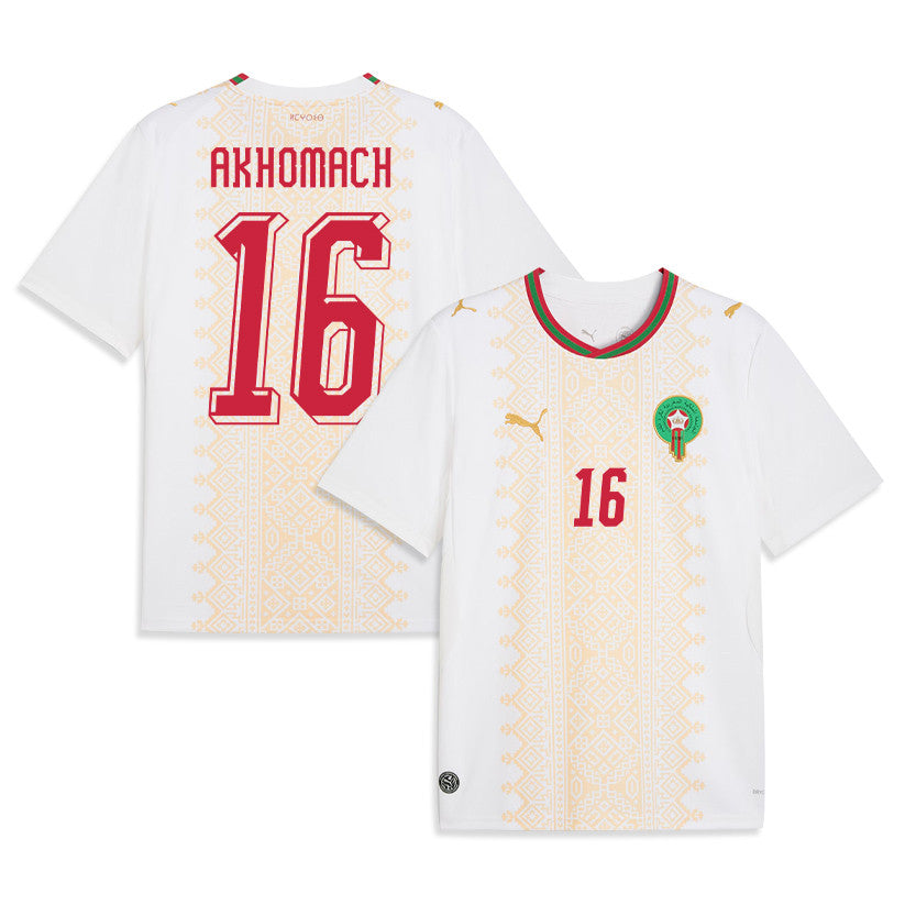 Ilias Akhomach 16 Morocco National Team 2026 Away Jersey - White, Men