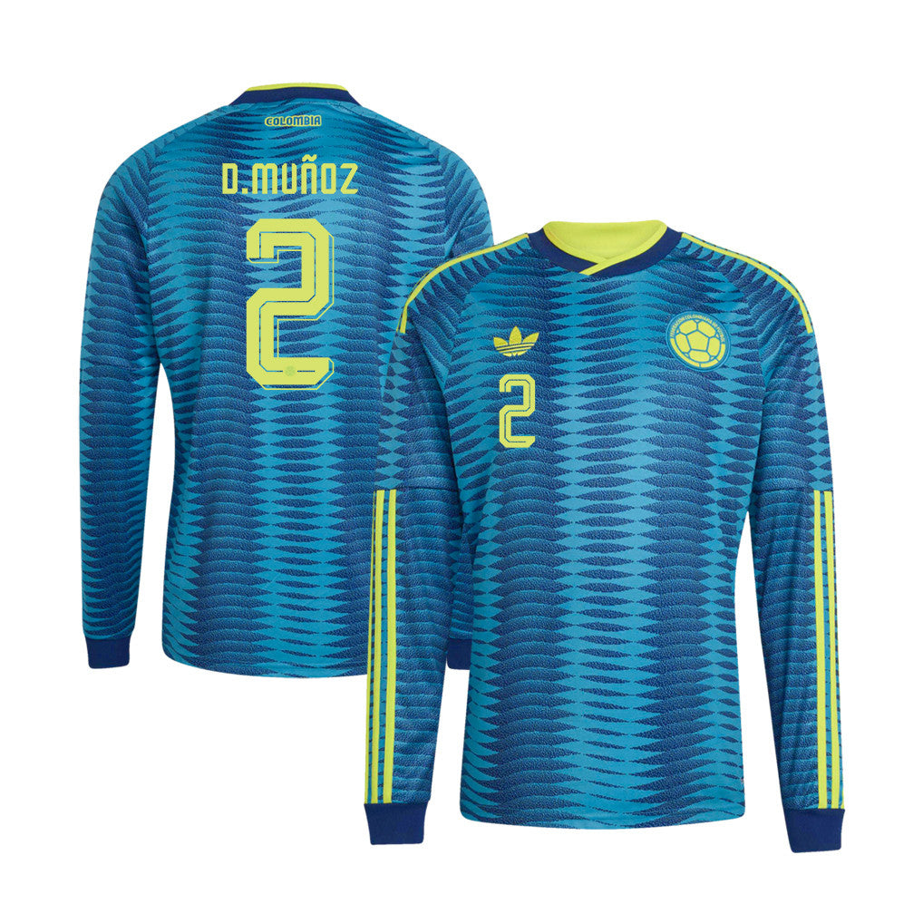 Daniel Muñoz 2 Colombia National Team 2026 Away Long Sleeve Jersey - Turquoise