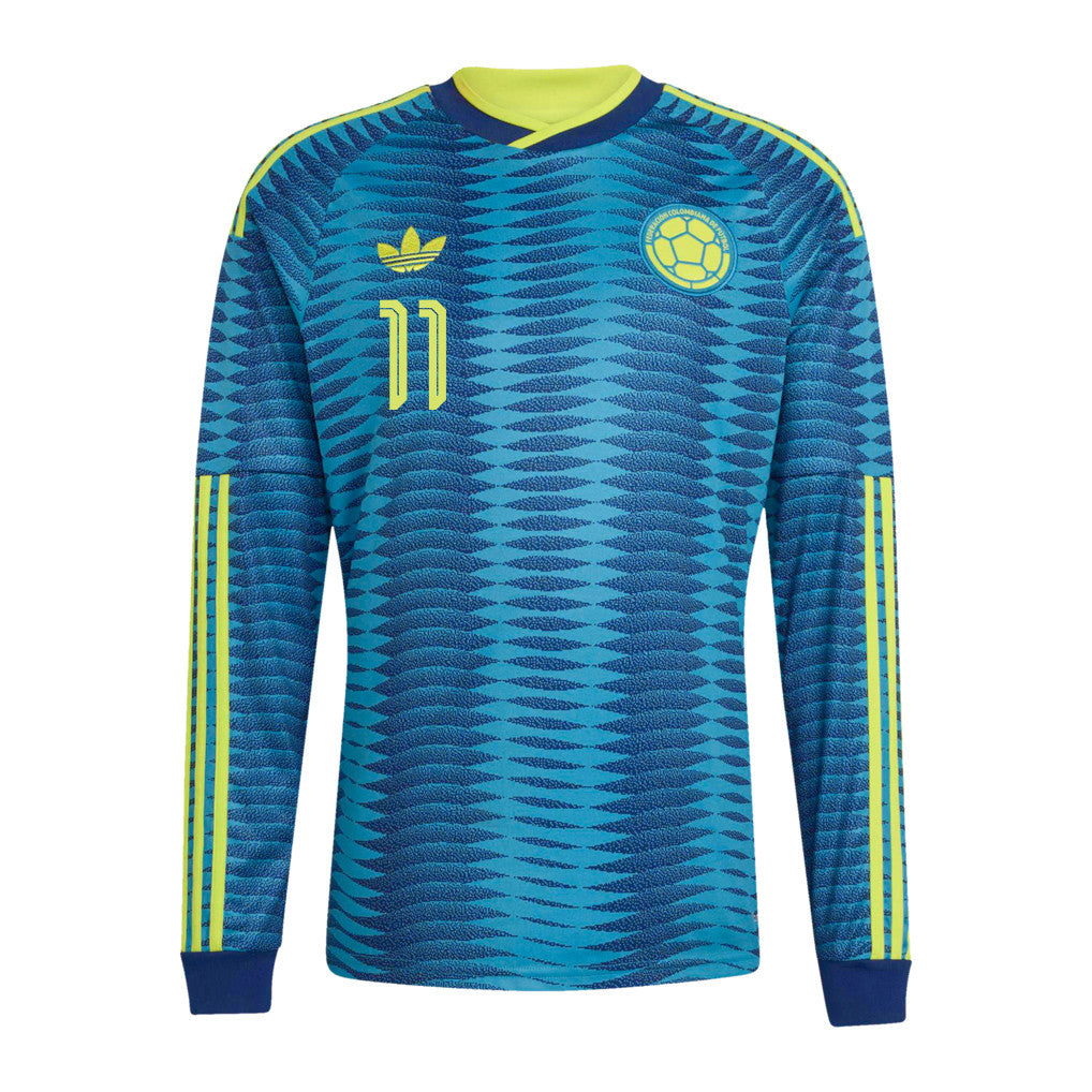 Jhon Arias 11 Colombia National Team 2026 Away Long Sleeve Jersey - Turquoise