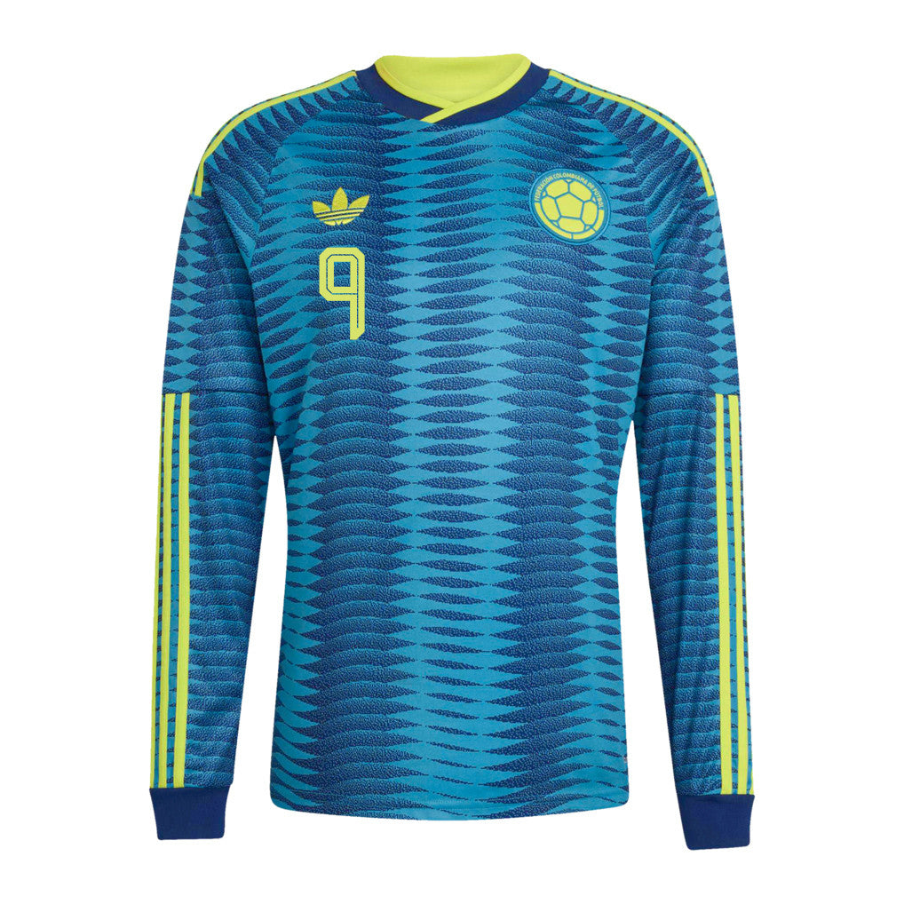 Jhon Córdoba 9 Colombia National Team 2026 Away Long Sleeve Jersey - Turquoise