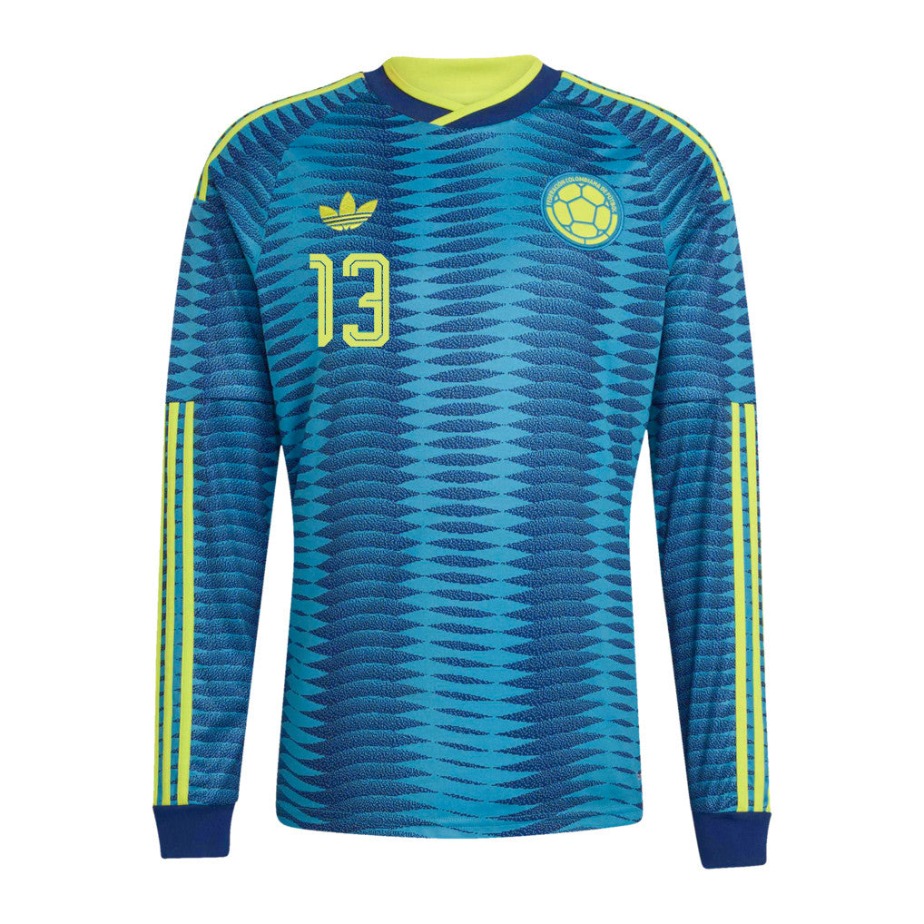 Yerry Mina 13 Colombia National Team 2026 Away Long Sleeve Jersey - Turquoise