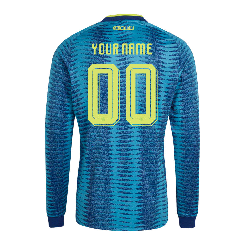 Colombia National Team 2026 Away Long Sleeve Jersey - Personalized - Turquoise