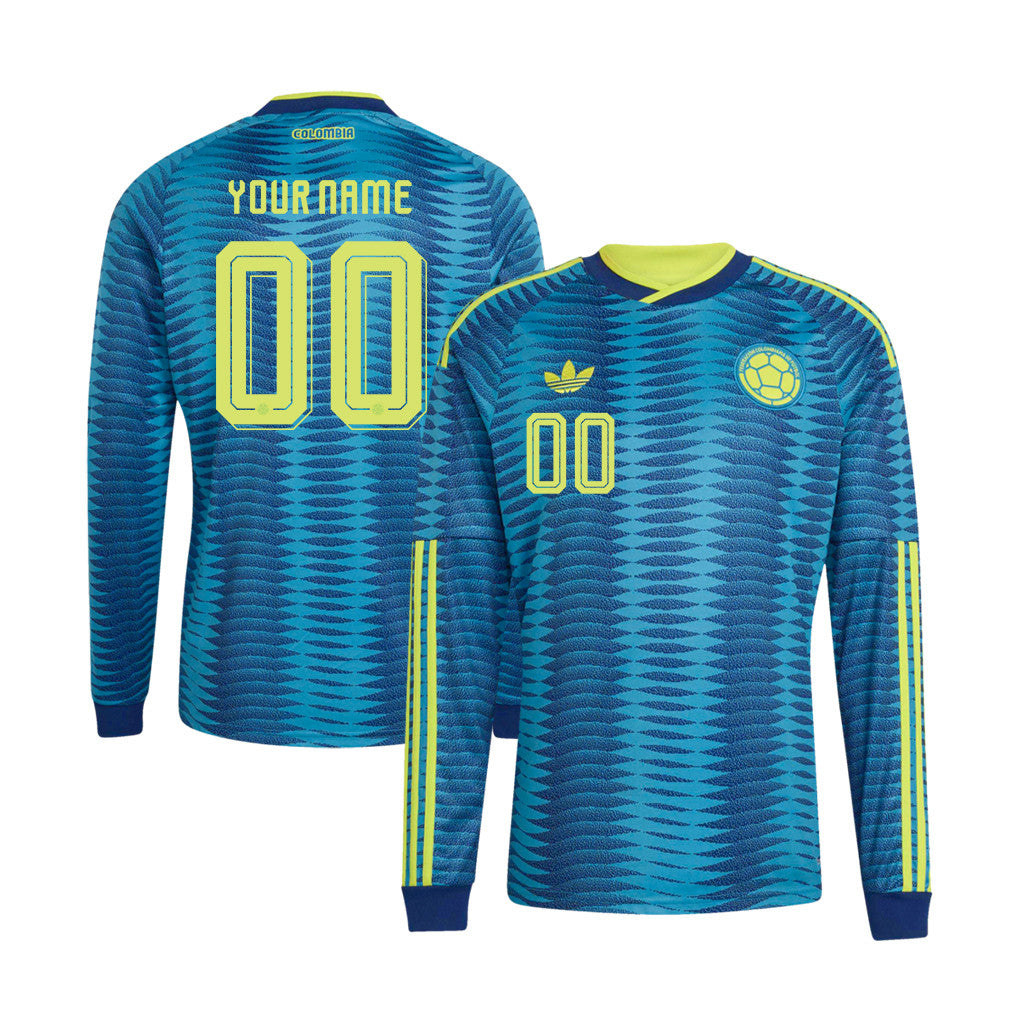 Colombia National Team 2026 Away Long Sleeve Jersey - Personalized - Turquoise