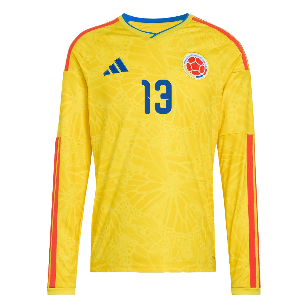 Juan Cabal 13 Colombia National Team 2026 Home Long Sleeve Jersey - Yellow