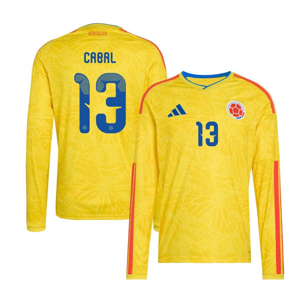 Juan Cabal 13 Colombia National Team 2026 Home Long Sleeve Jersey - Yellow
