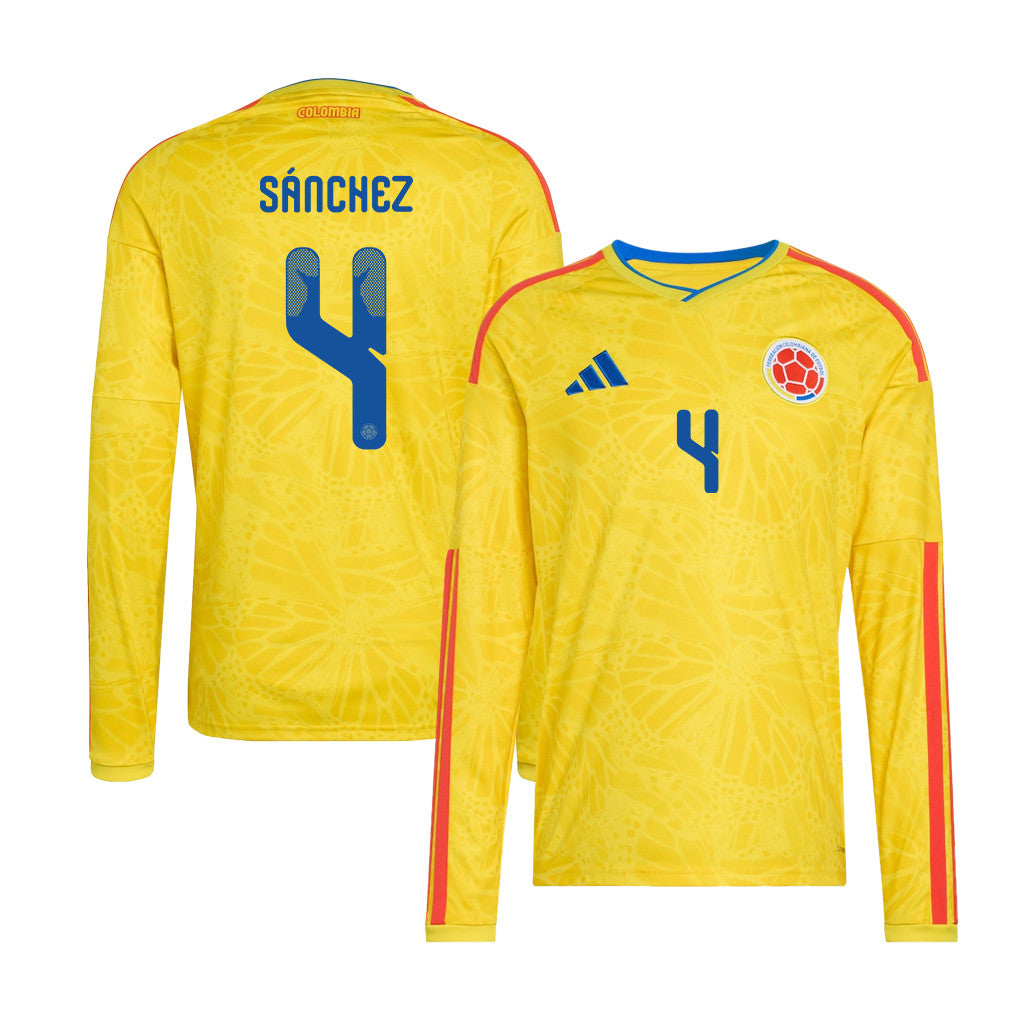 Davinson Sánchez 4 Colombia National Team 2026 Home Long Sleeve Jersey - Yellow