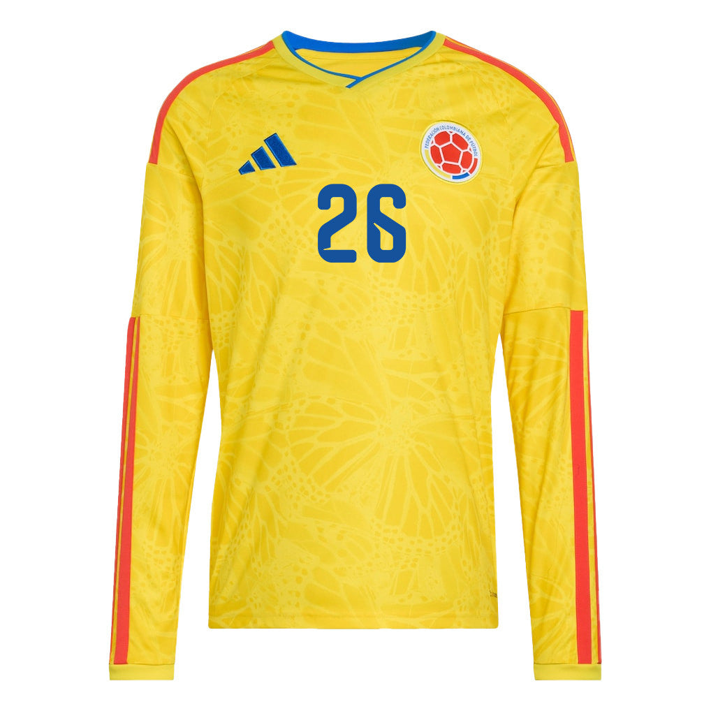 Deiver Machado 26 Colombia National Team 2026 Home Long Sleeve Jersey - Yellow
