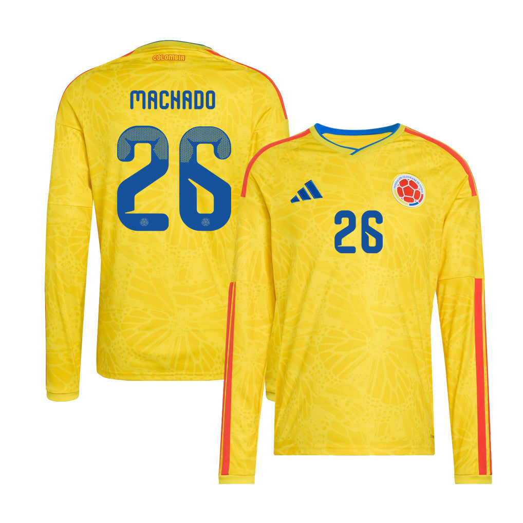 Deiver Machado 26 Colombia National Team 2026 Home Long Sleeve Jersey - Yellow