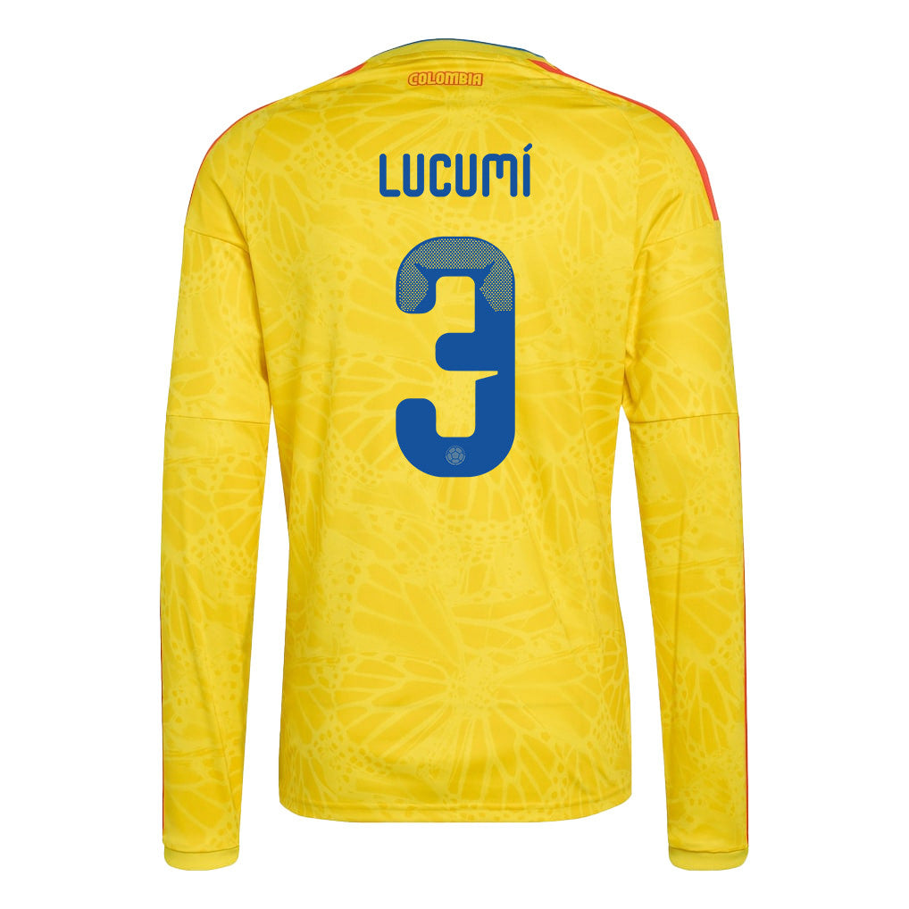 Jhon Lucumí 3 Colombia National Team 2026 Home Long Sleeve Jersey - Yellow