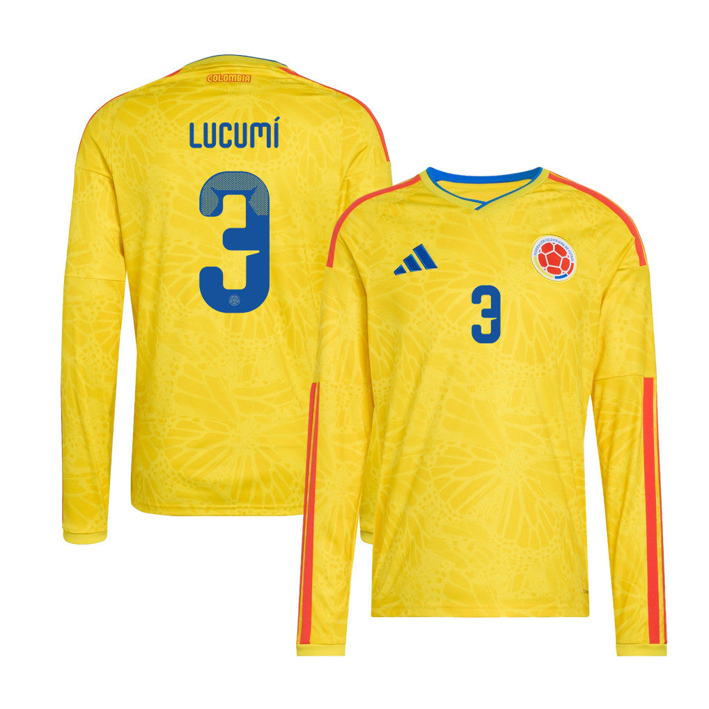 Jhon Lucumí 3 Colombia National Team 2026 Home Long Sleeve Jersey - Yellow