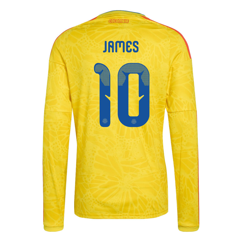 James Rodriguez 10 Colombia National Team 2026 Home Long Sleeve Jersey - Yellow