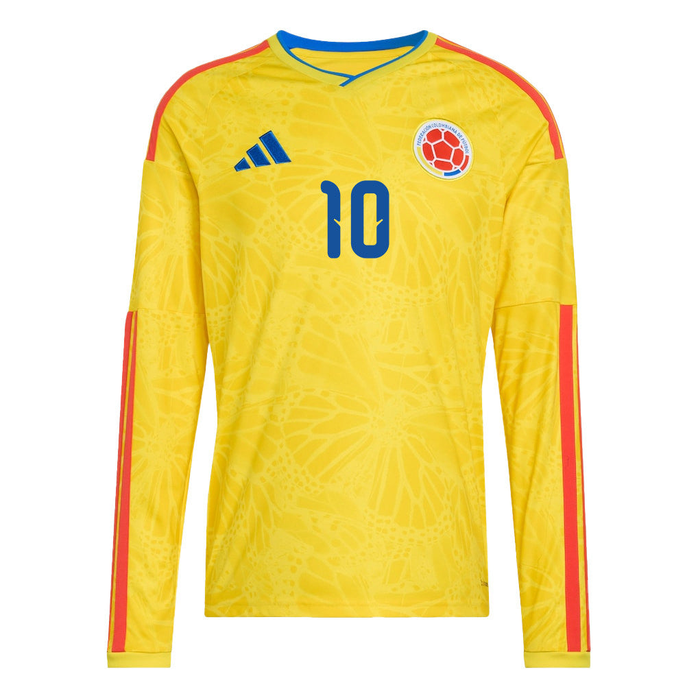 James Rodriguez 10 Colombia National Team 2026 Home Long Sleeve Jersey - Yellow