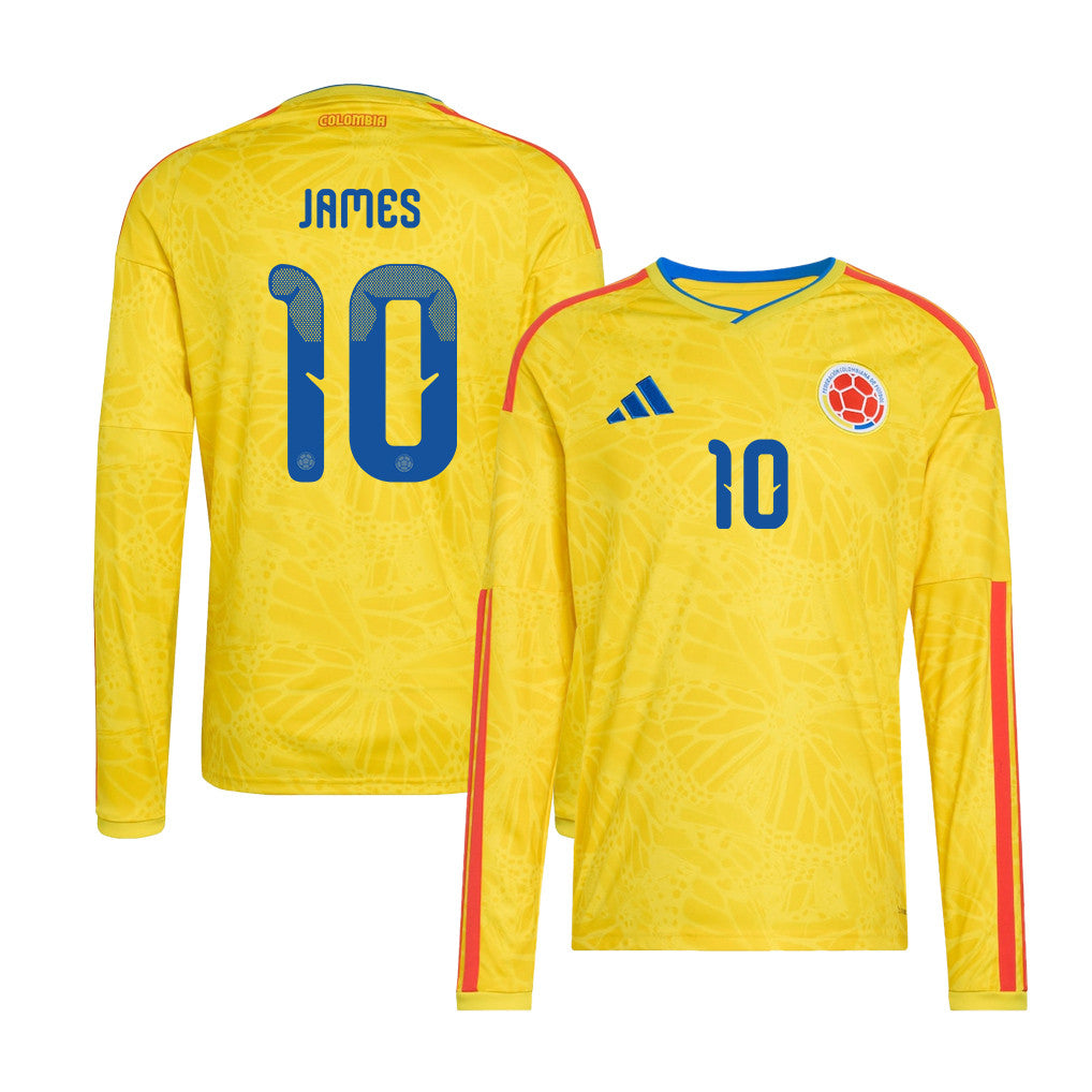 James Rodriguez 10 Colombia National Team 2026 Home Long Sleeve Jersey - Yellow