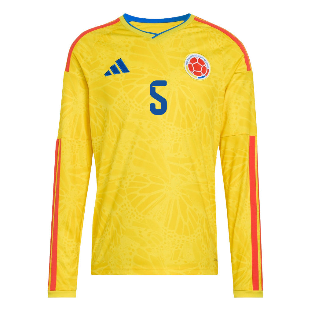 Kevin Castaño 5 Colombia National Team 2026 Home Long Sleeve Jersey - Yellow