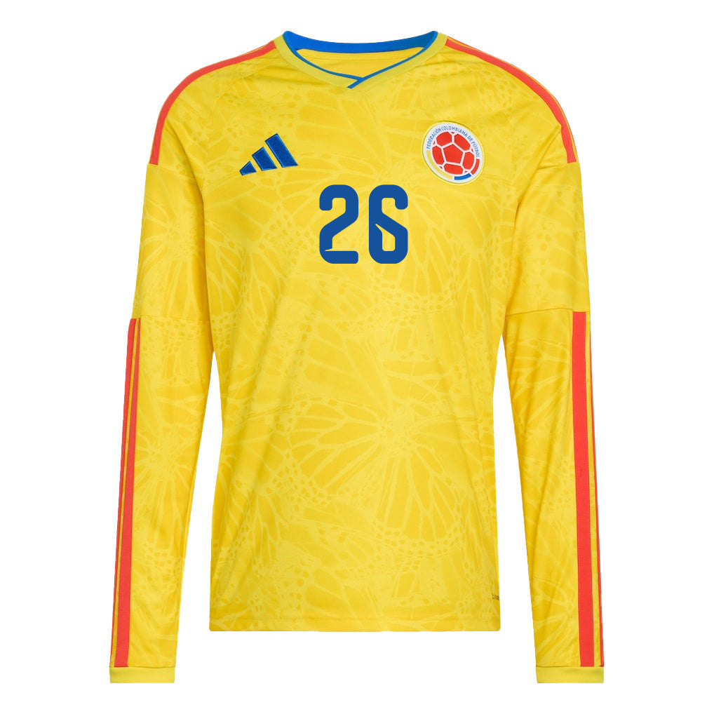Gustavo Puerta 26 Colombia National Team 2026 Home Long Sleeve Jersey - Yellow