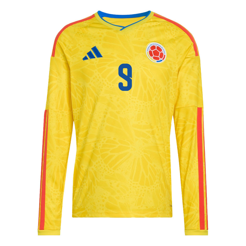 Jhon Córdoba 9 Colombia National Team 2026 Home Long Sleeve Jersey - Yellow