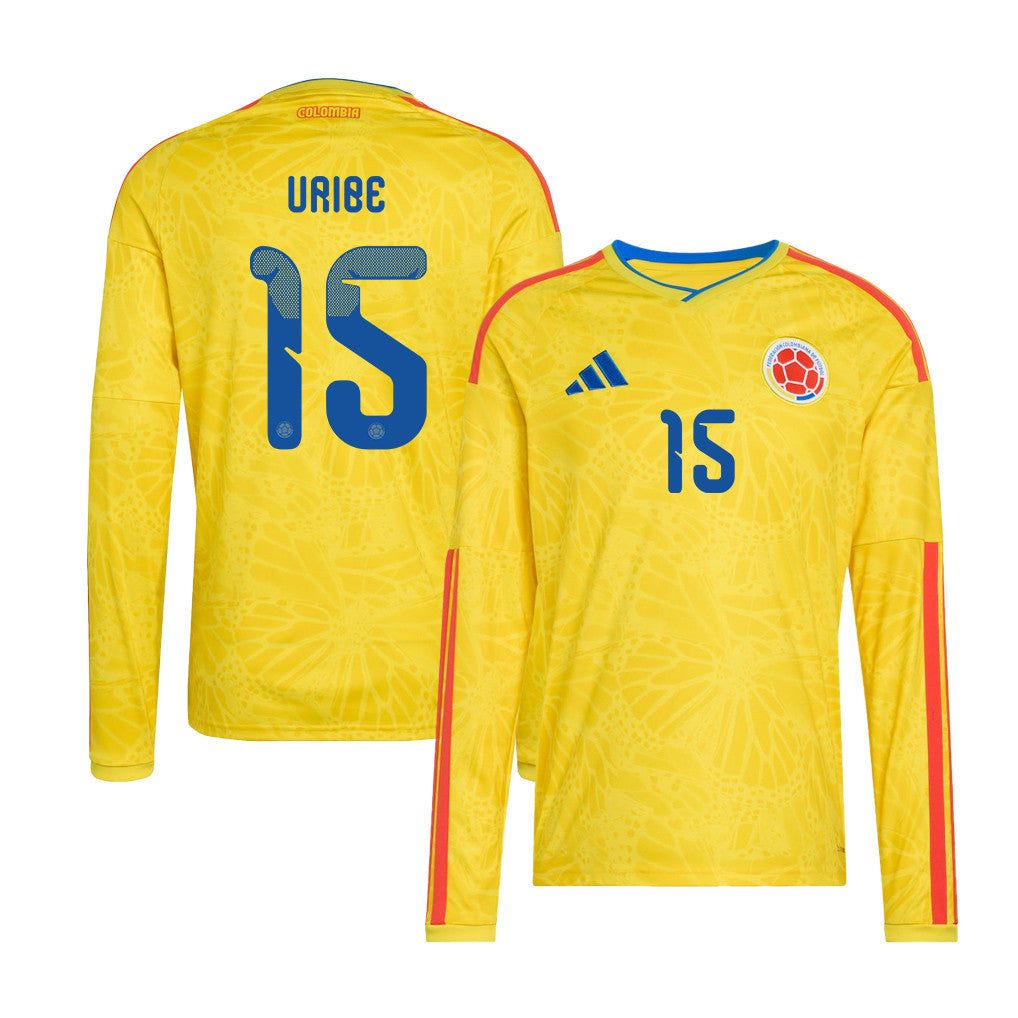 Mateus Uribe 15 Colombia National Team 2026 Home Long Sleeve Jersey - Yellow