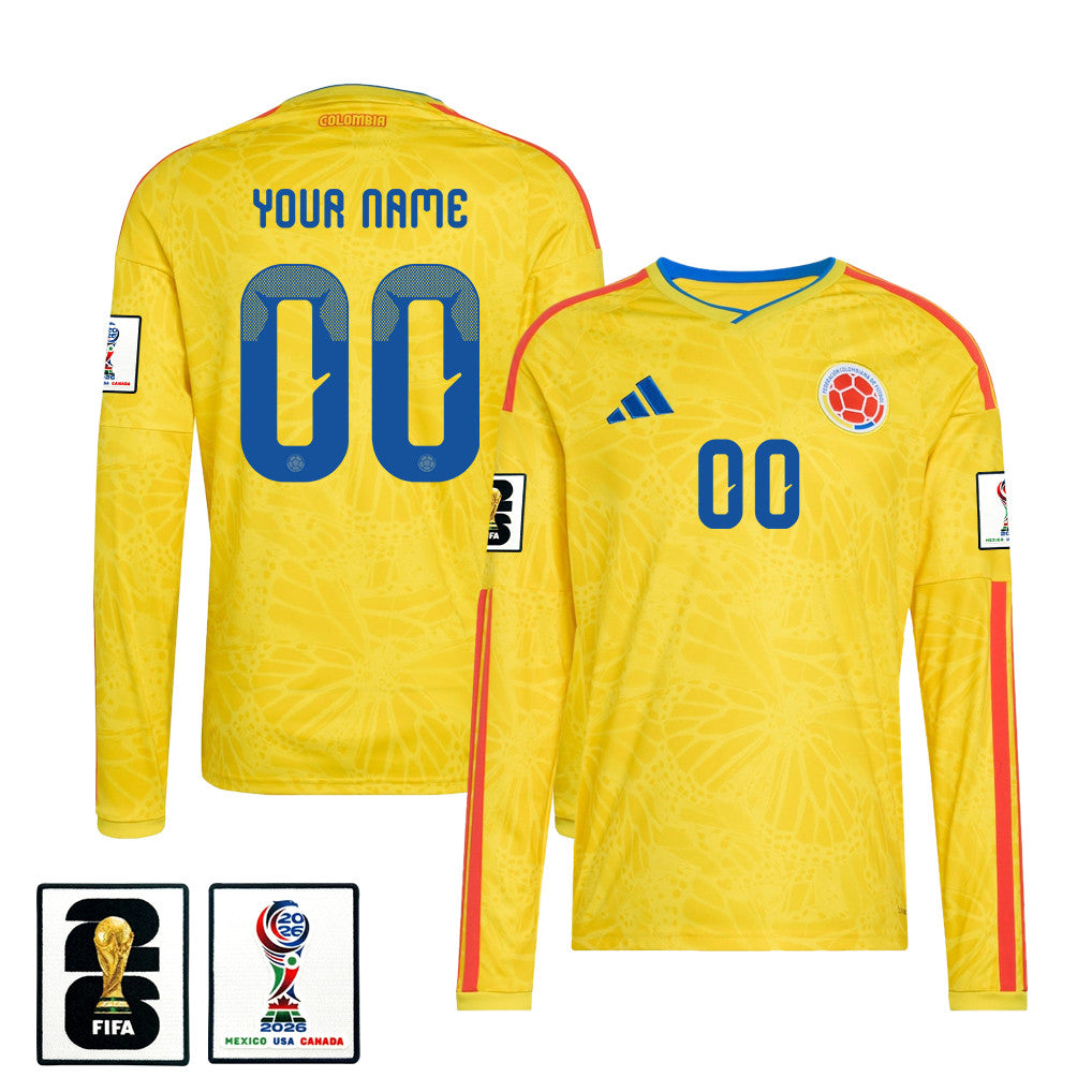 Colombia National Team 2026 Home Long Sleeve Jersey - Personalized - Yellow