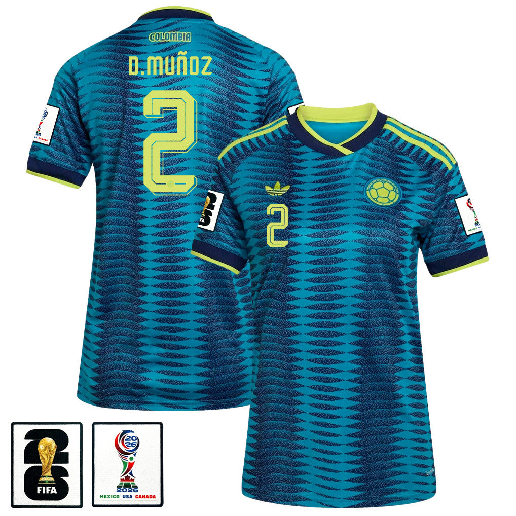Daniel Muñoz 2 Women's Colombia National Team 2026 Away Jersey - Turquoise