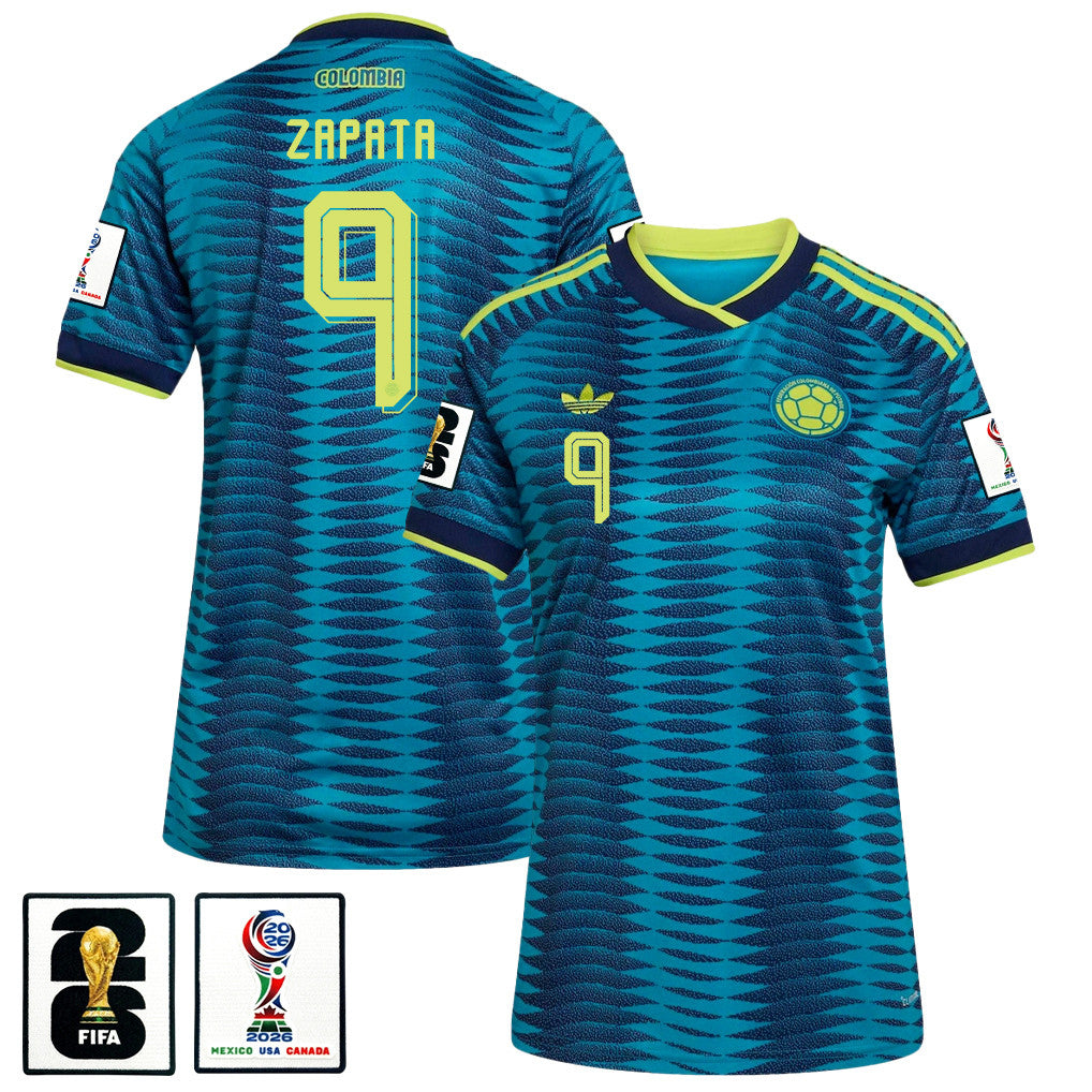 Duván Zapata 9 Women's Colombia National Team 2026 Away Jersey - Turquoise