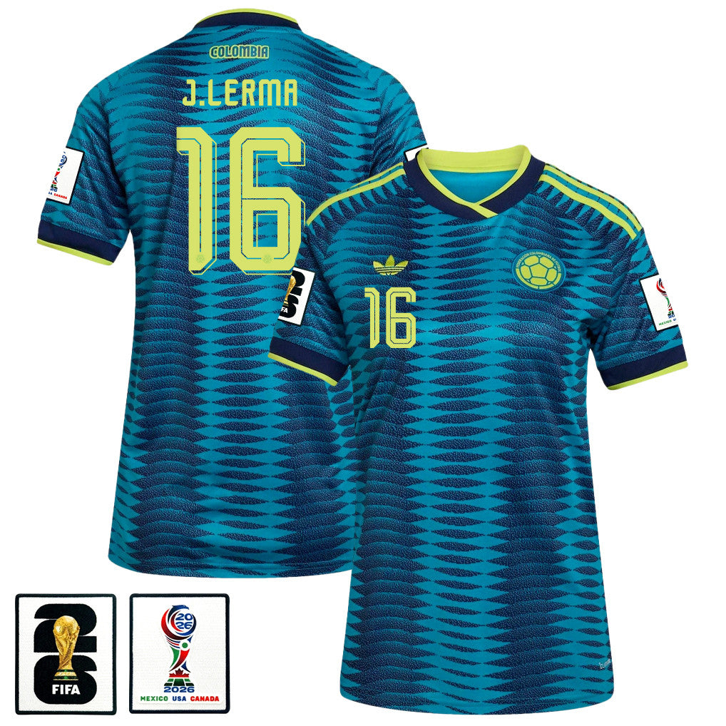 Jefferson Lerma 16 Women's Colombia National Team 2026 Away Jersey - Turquoise
