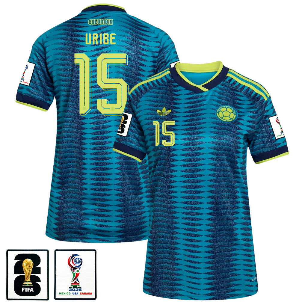 Mateus Uribe 15 Women's Colombia National Team 2026 Away Jersey - Turquoise