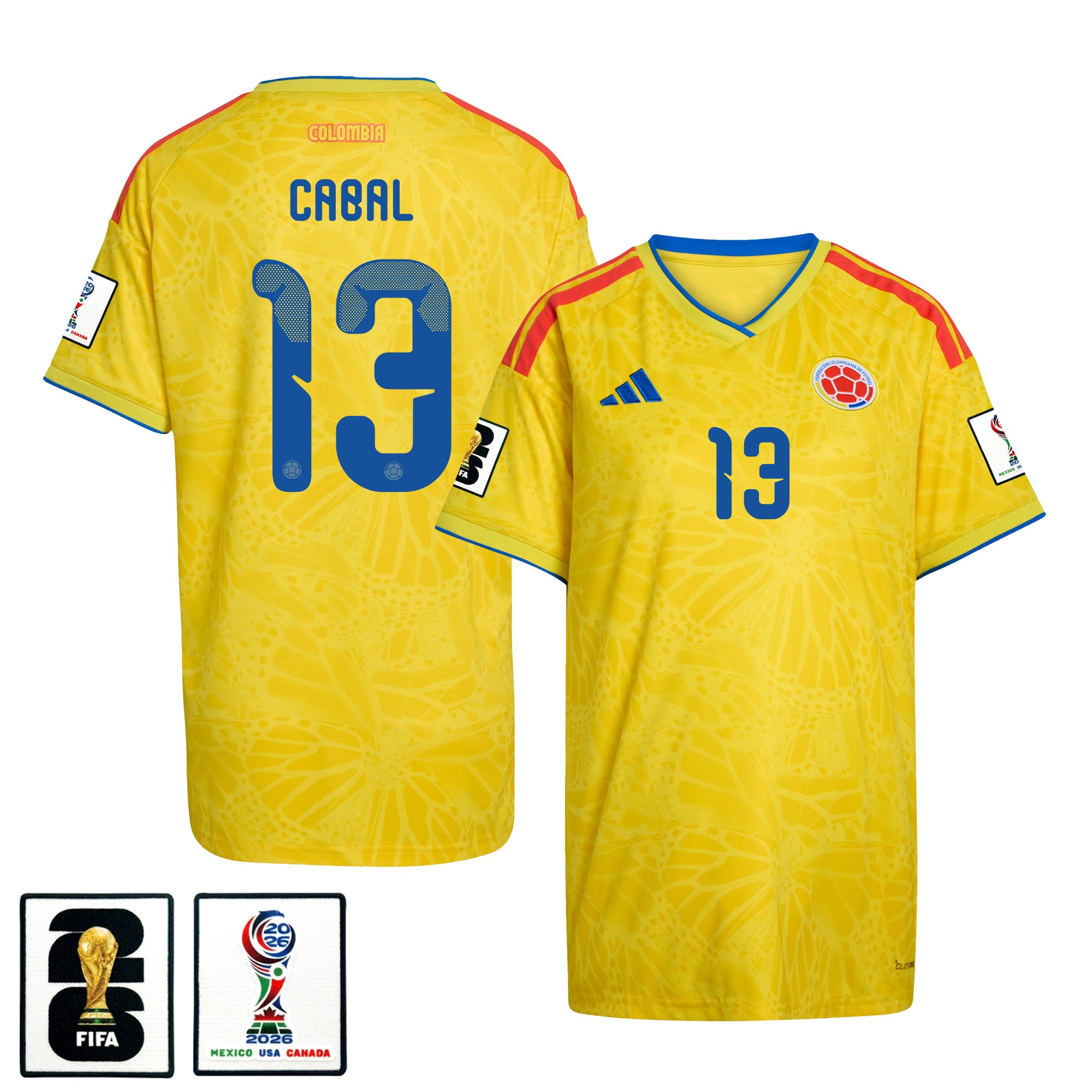 Juan Cabal 13 Women's Colombia National Team 2026 Home Jersey - Yellow