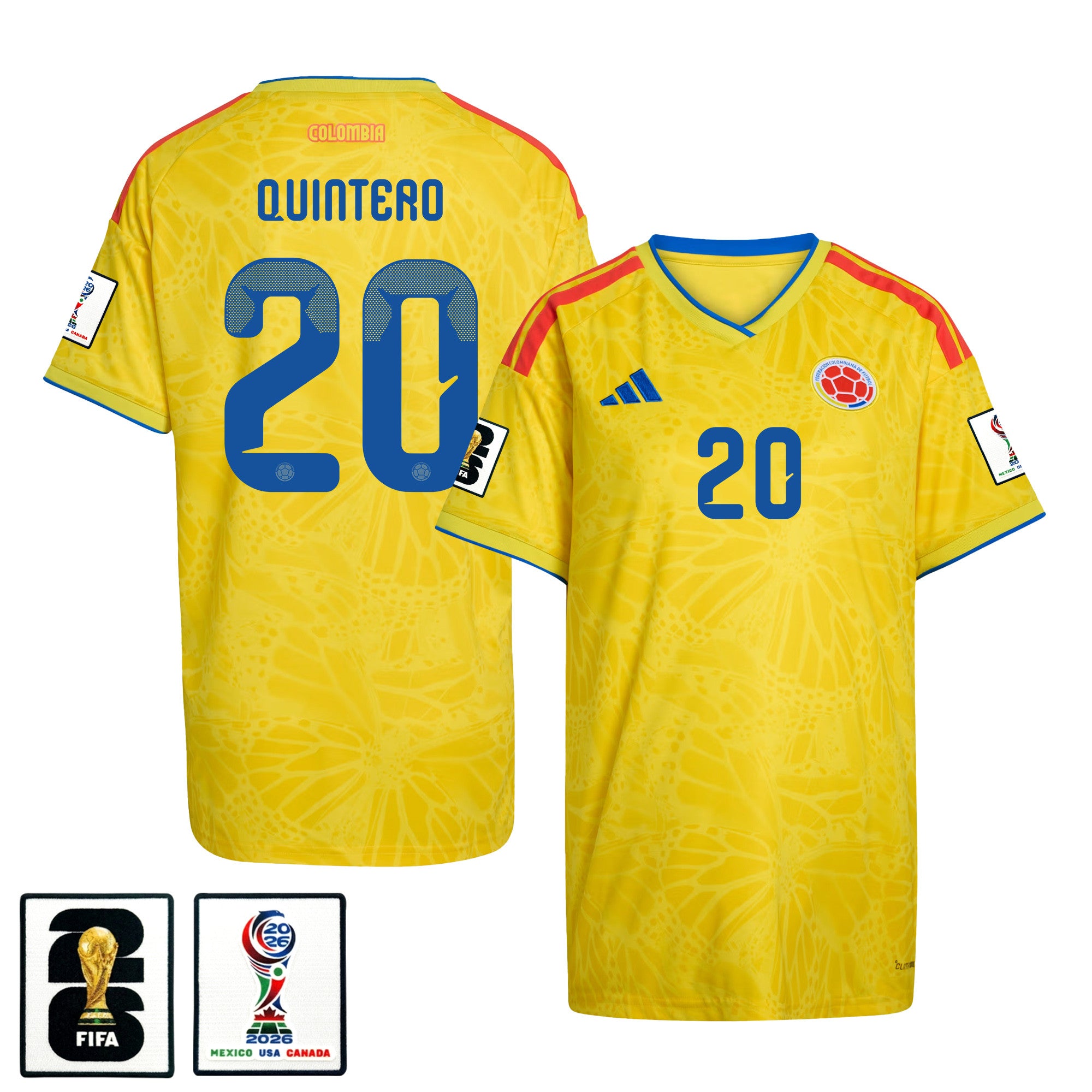 Juan Fernando Quintero 20 Women's Colombia National Team 2026 Home Jersey - Yellow