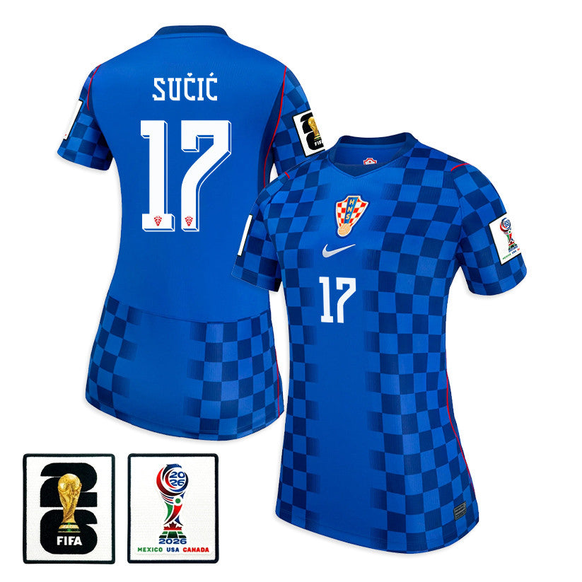 Petar Sučić 17 Women's Croatia National Team 2026 Away Jersey - Blue