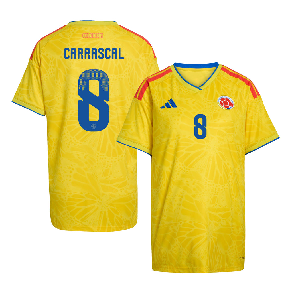 Jorge Carrascal 8 Women's Colombia National Team 2026 Home Jersey - Yellow