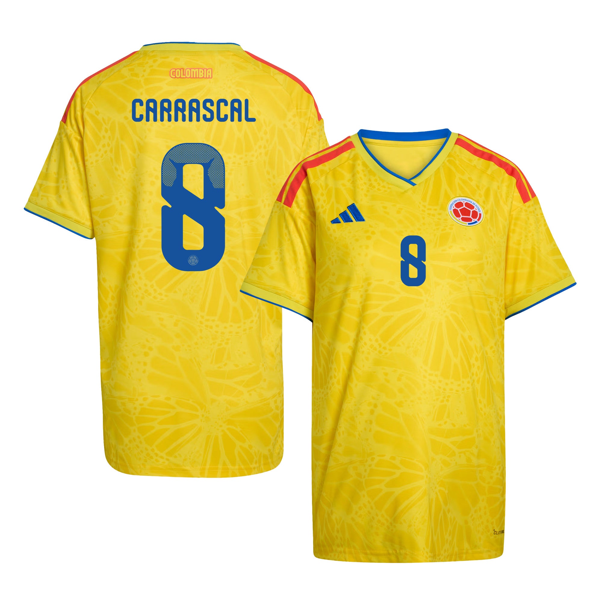 Jorge Carrascal 8 Women's Colombia National Team 2026 Home Jersey - Yellow