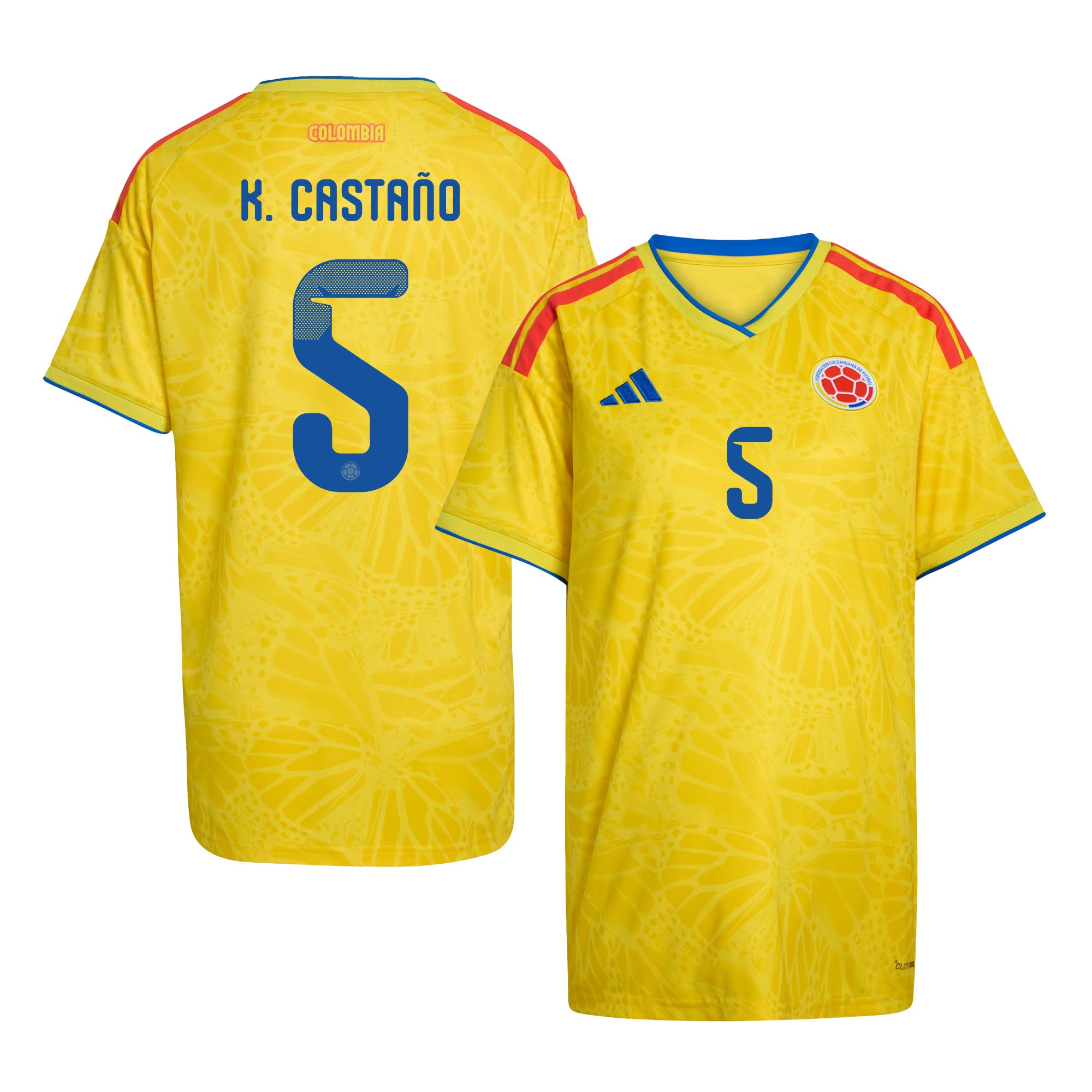 Kevin Castaño 5 Women's Colombia National Team 2026 Home Jersey - Yellow