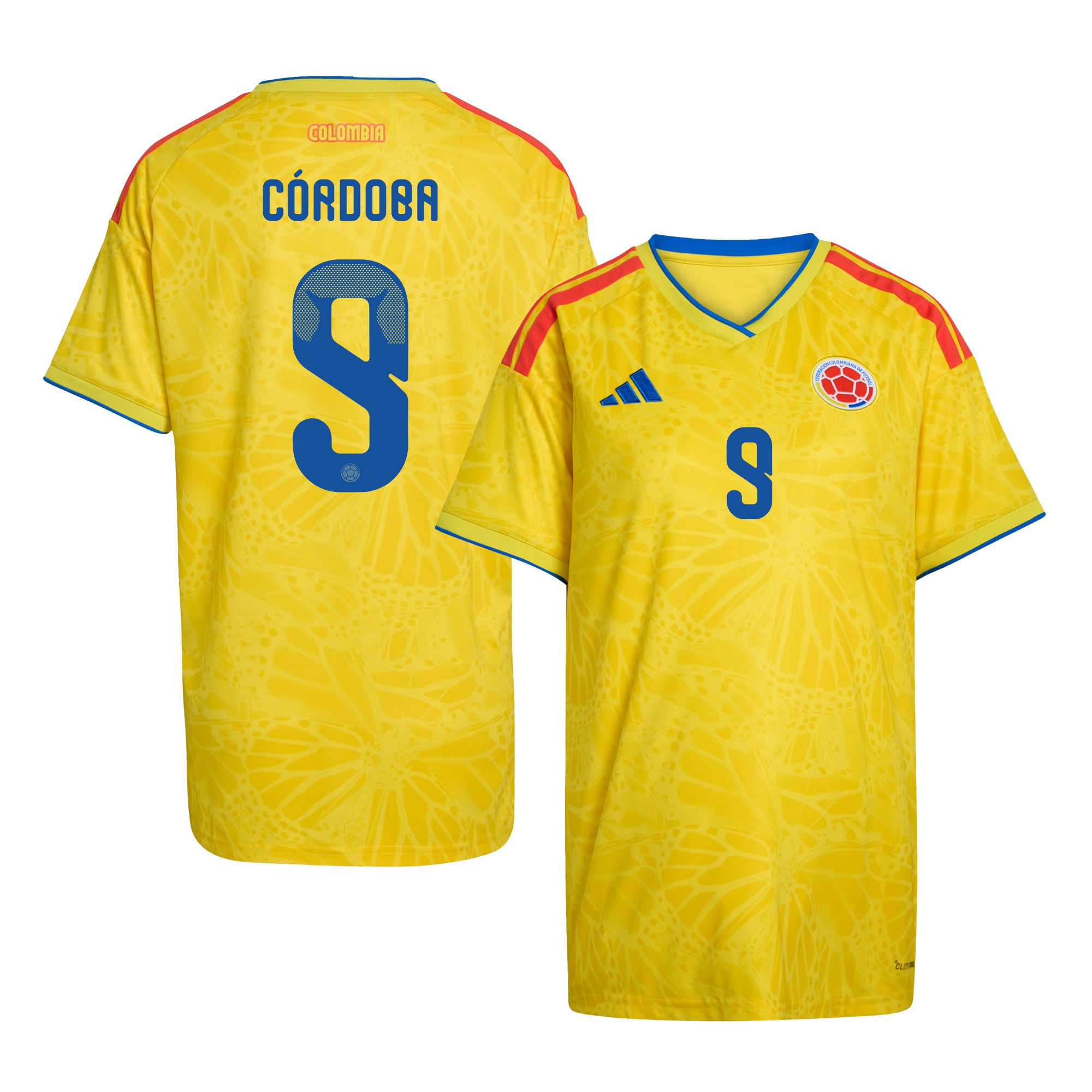 Jhon Córdoba 9 Women's Colombia National Team 2026 Home Jersey - Yellow
